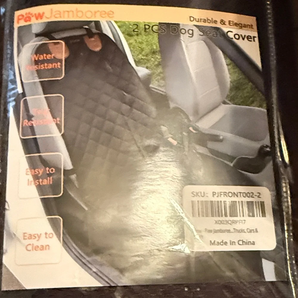 Paw Jamboree Black Dog Seat Cover 2 pc for bucket seats NWT